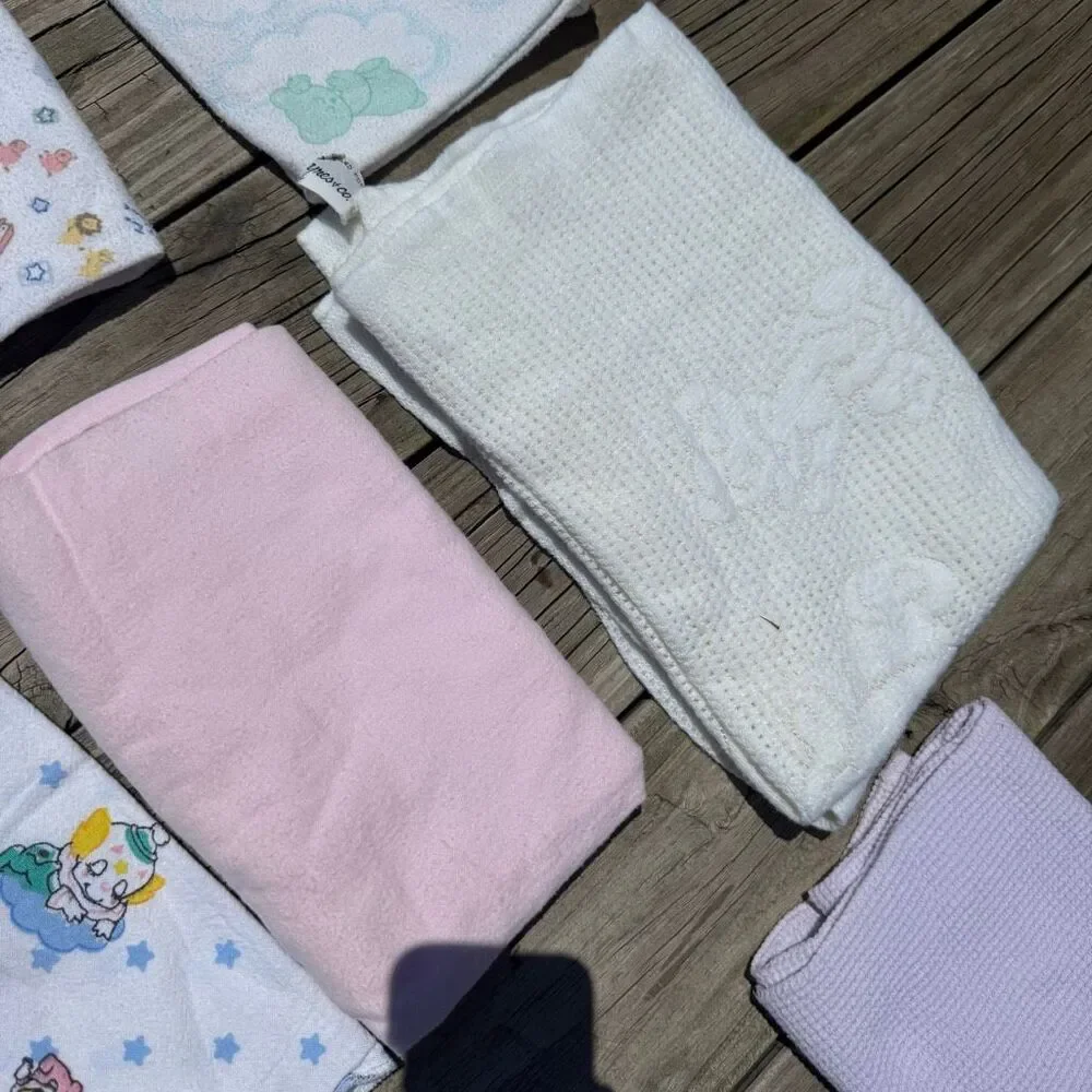 Vintage Baby Blanket Lot 11 Receiving Swaddle Crib Blanket Nursery Mixed Prints
